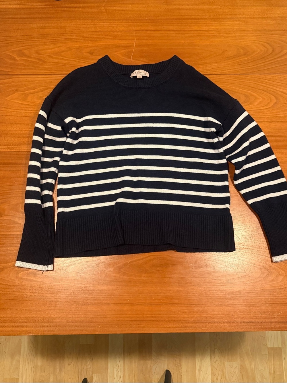 Philosophy Navy & White Striped Crewneck Sweater